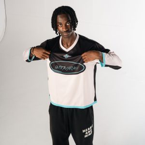Gustavarian 74 Hockey Jersey – Champagne Pink & Black Streetwear Long Sleeve