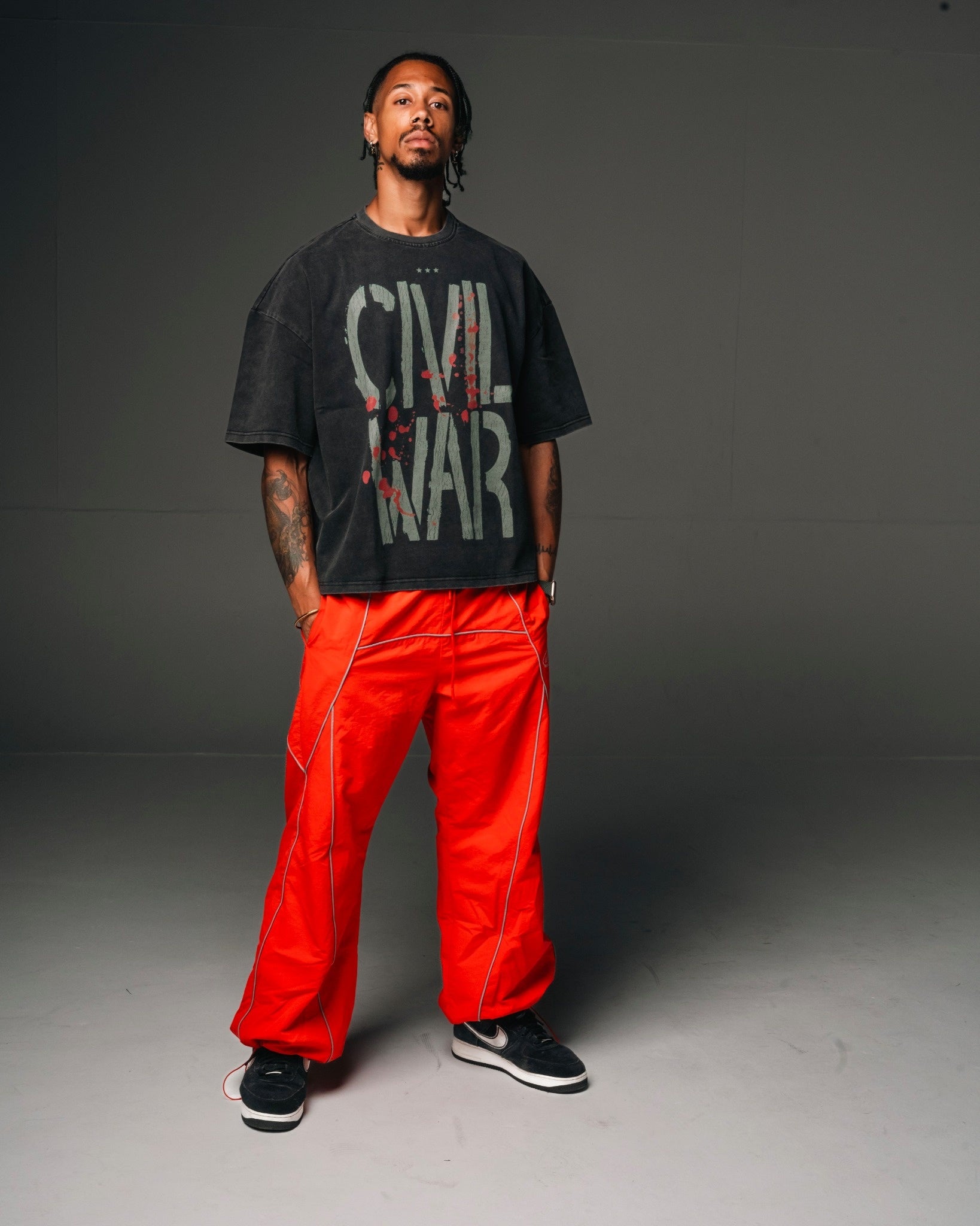 Gustavarian Acid Wash Civil War Oversized T-Shirt