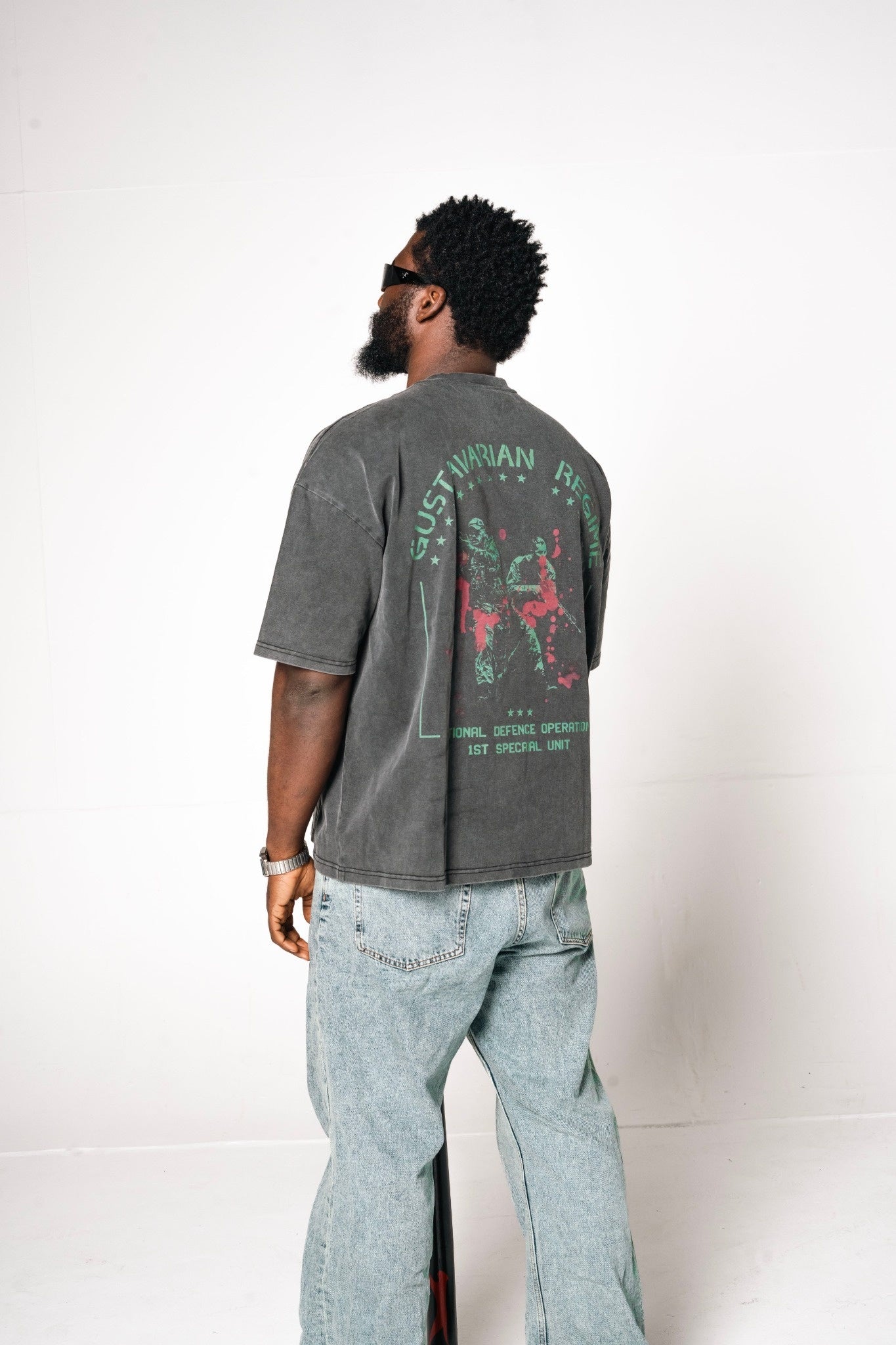 Gustavarian Acid Wash Civil War Oversized T-Shirt